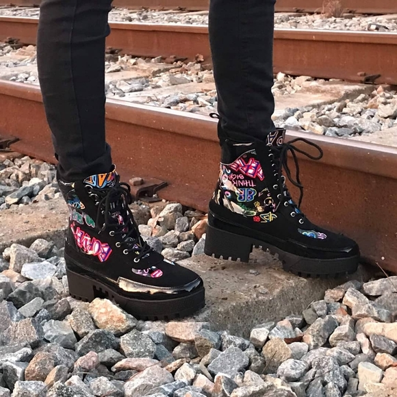 Woman Multi Colored Graffiti Boot - Picture 2 of 5